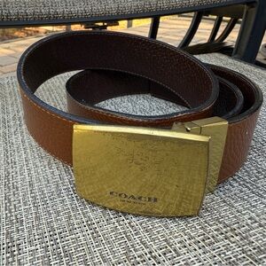 Coach Brown Leather Belt with Gold Buckle